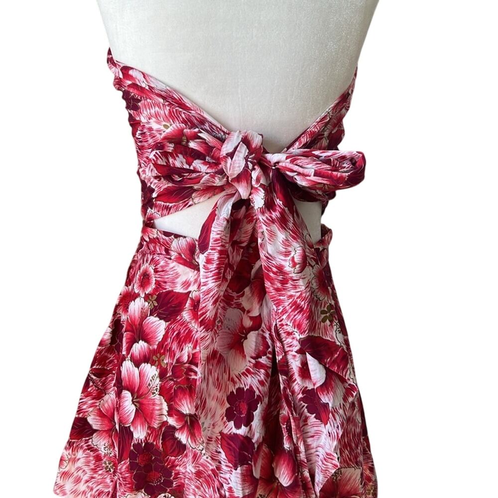 Floral Strapless mini dress wrap Hand made cotton bespoke - Picture 7 of 10